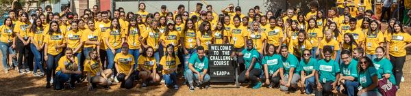 EAOP at UC Riverside staff and participants pose at the Student Recreation Center Challenge Course. 