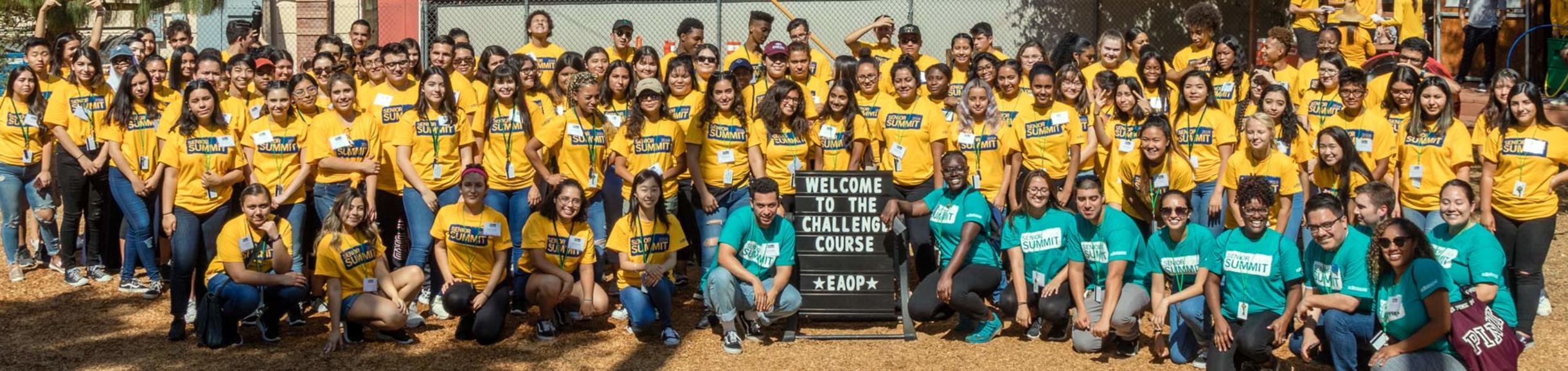 EAOP at UC Riverside staff and participants pose at the Student Recreation Center Challenge Course.